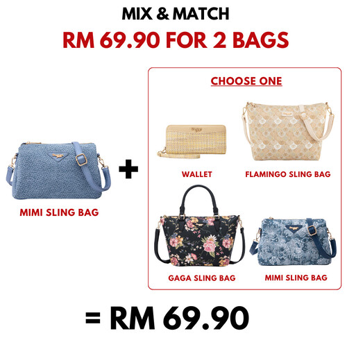 MIMI SLING BAG - RATTAN CB, DENIM BLUE